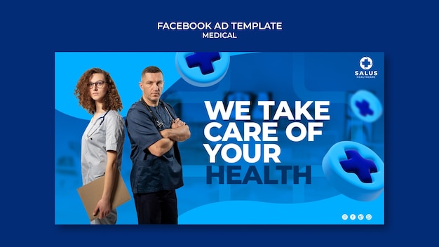 Gradient medical facebook ad design template