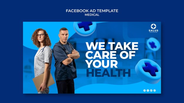 Gradient medical facebook ad design template