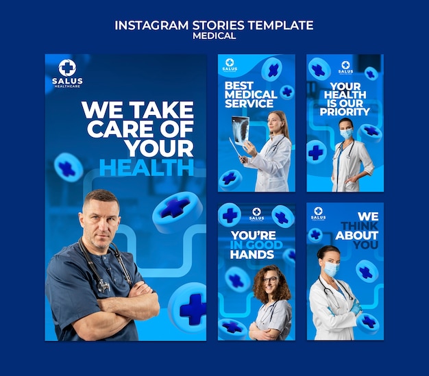 Free PSD gradient medical instagram stories design template