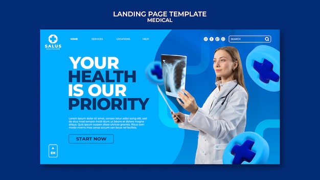 Free PSD gradient medical landing page design template