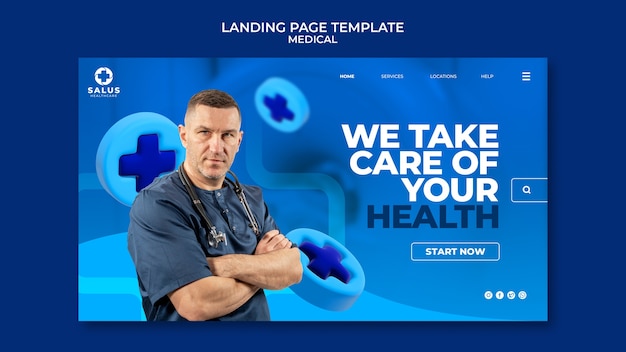 Gradient medical landing page design template