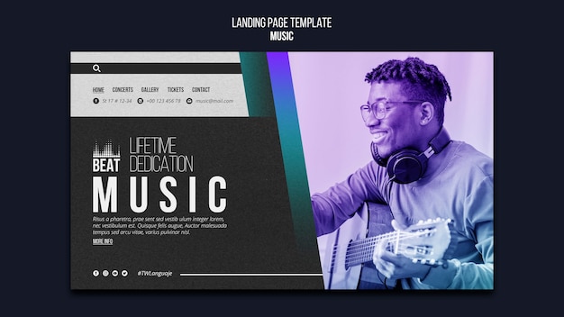 Gradient music event landing page template