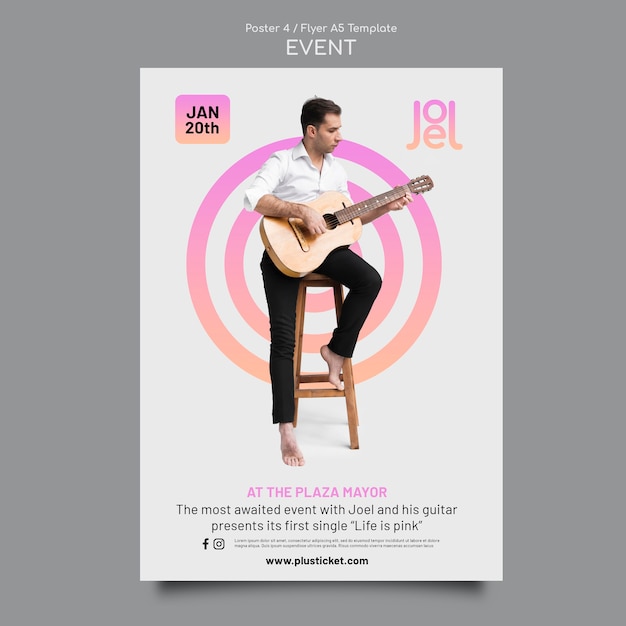 Free PSD gradient music event poster template