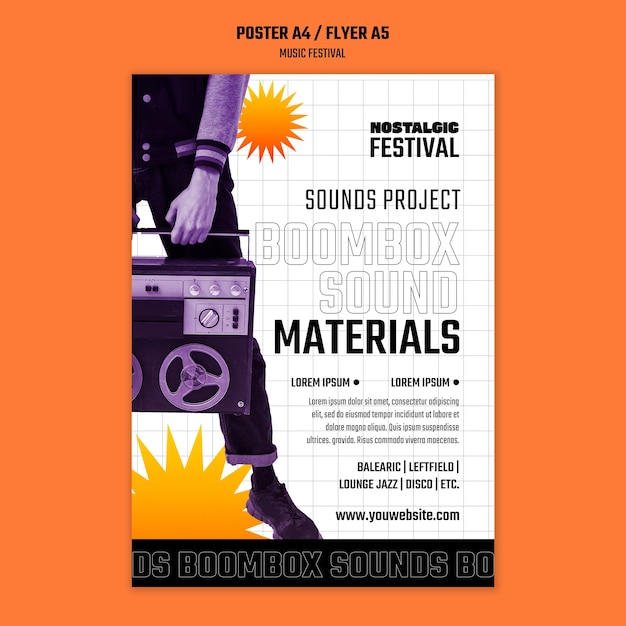 Free PSD gradient music festival poster template