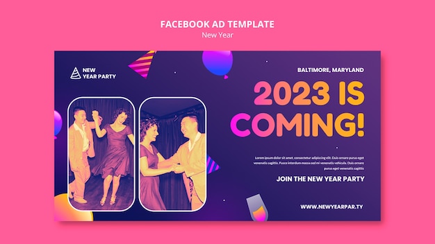 Gradient new year 2023 facebook template