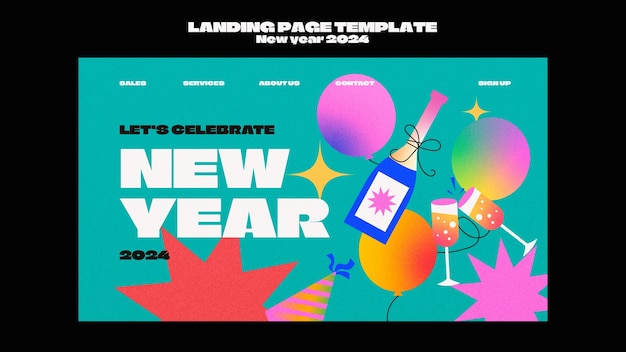 Free PSD gradient new year ceelebration landing page