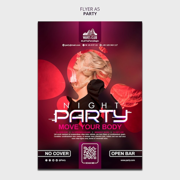 Free PSD gradient night party flyer template