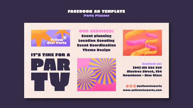 Gradient party planner facebook template