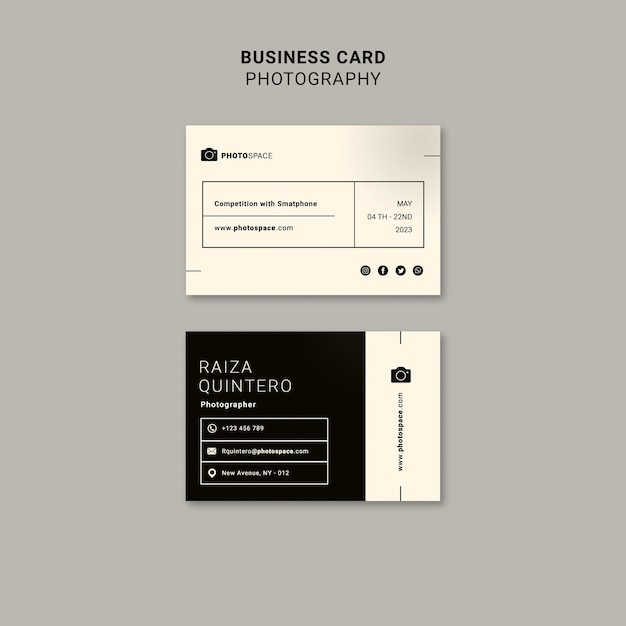 Free PSD gradient photography concept business card