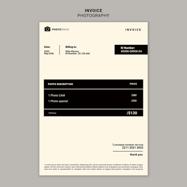 Gradient photography concept invoice