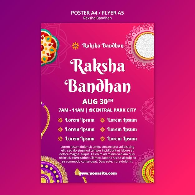 Free PSD gradient raksha bandhan poster template