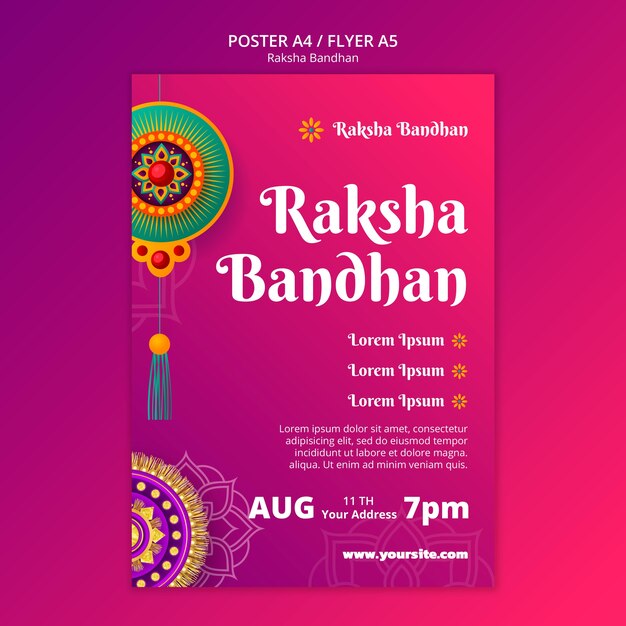 Gradient raksha bandhan poster template