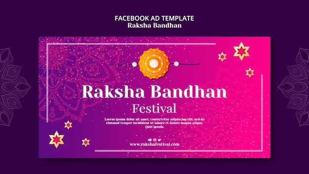 Free PSD gradient raksha bandhan social media promo template with mandalas