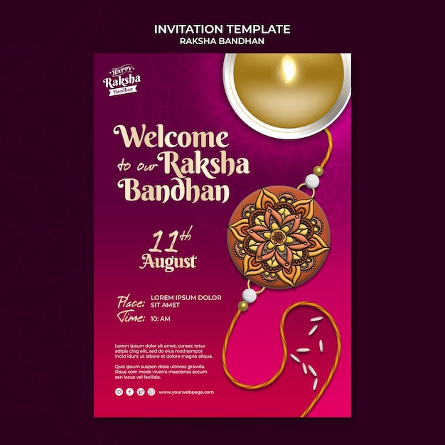 Free PSD gradient raksha invitation template