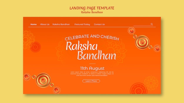 Free PSD gradient raksha landing page template