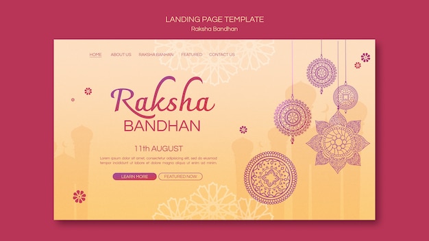 Free PSD gradient raksha landing page template