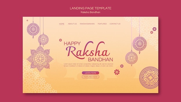 Free PSD gradient raksha landing page template