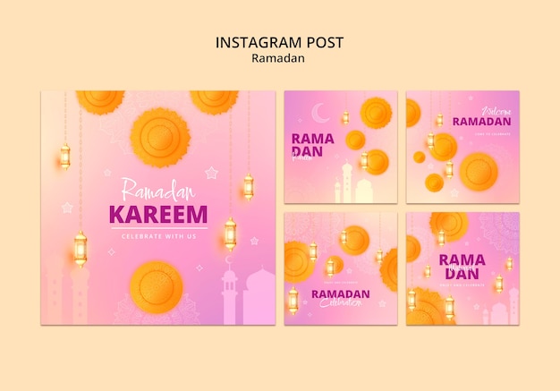 Free PSD gradient ramadan celebration  instagram posts