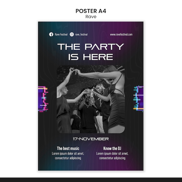 Free PSD gradient rave party template