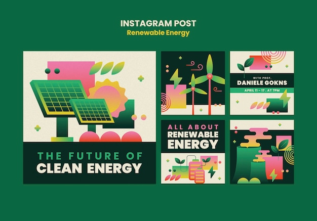 Free PSD gradient renewable energy instagram posts