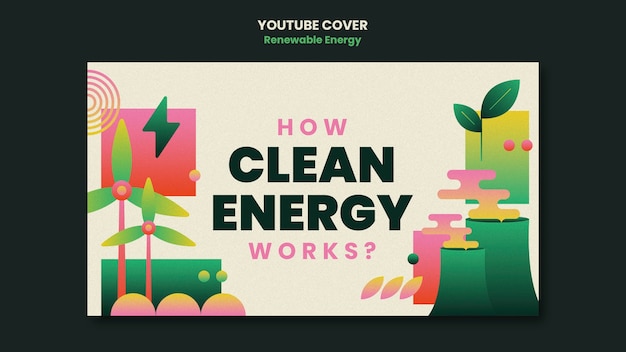 Free PSD gradient renewable energy youtube cover