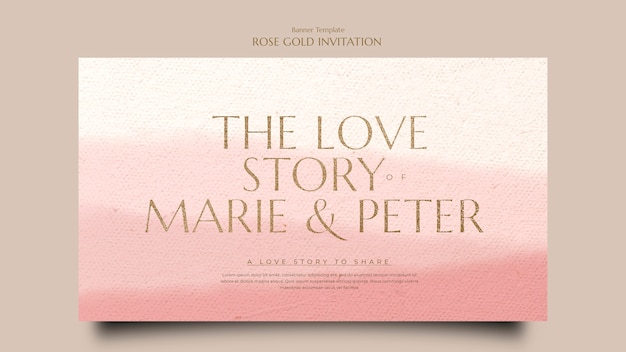 Free PSD gradient rose gold invitation banner