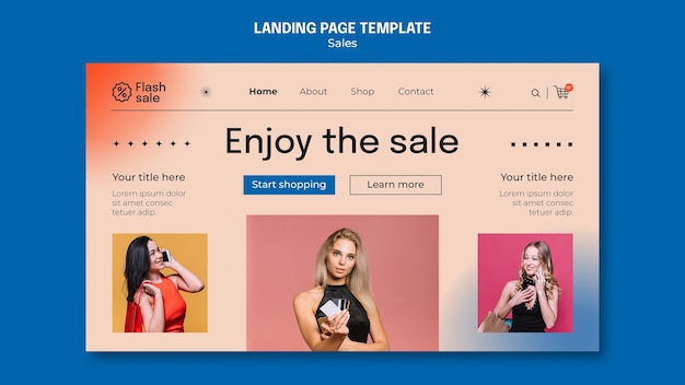 Free PSD gradient sales discount landing page template