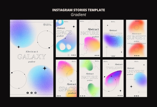 Free PSD gradient shapes instagram stories template