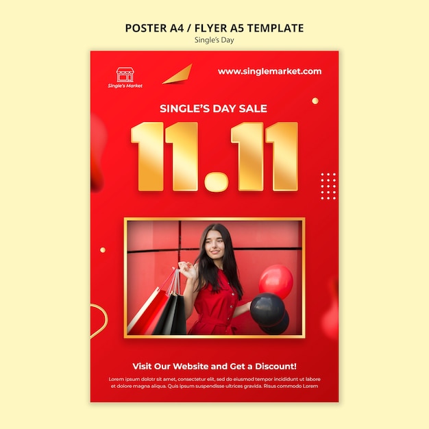 Gradient singles day design template