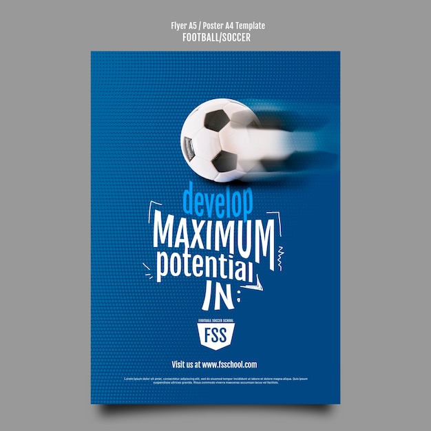 Free PSD gradient soccer game a4 poster template