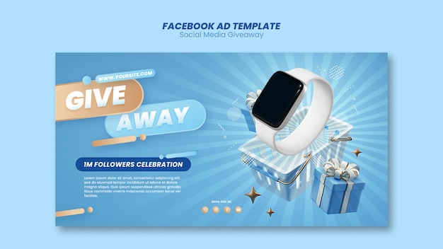 Gradient social media giveaway facebook template