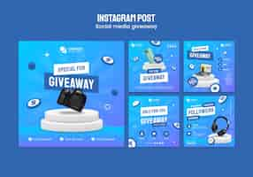 Free PSD gradient social media giveaway instagram posts