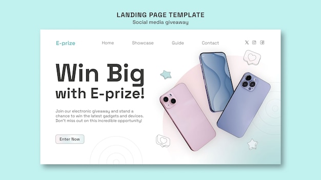 Free PSD gradient social media giveaway landing page