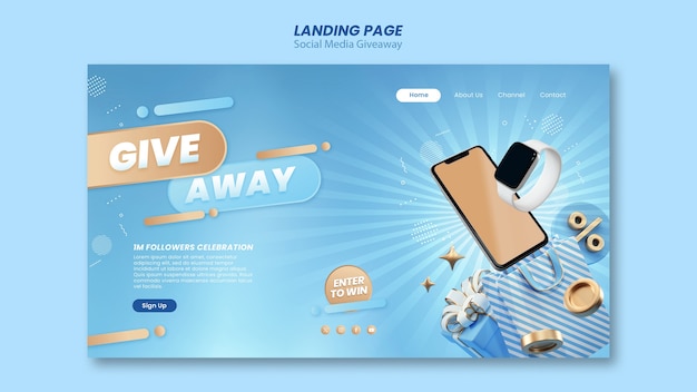 Gradient social media giveaway landing page