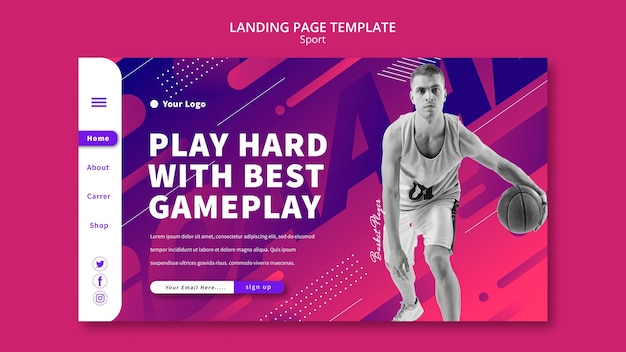 Gradient sport business landing page template