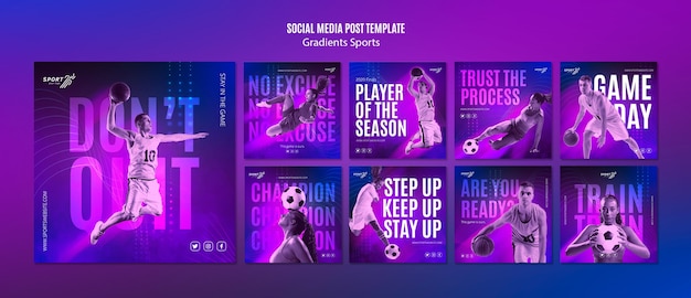 Gradient sport social media post template