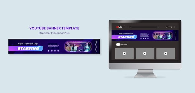 Gradient streamer job youtube banner template