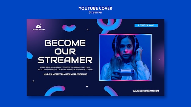 Free PSD gradient streamer youtube cover template