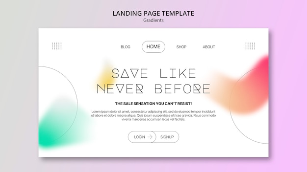 Free PSD gradient style landing page template