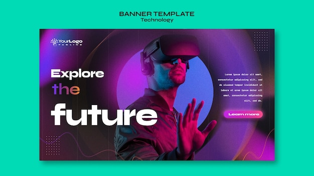 Free PSD gradient technology concept landing page