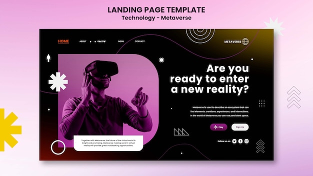 Free PSD gradient technology  landing page template design