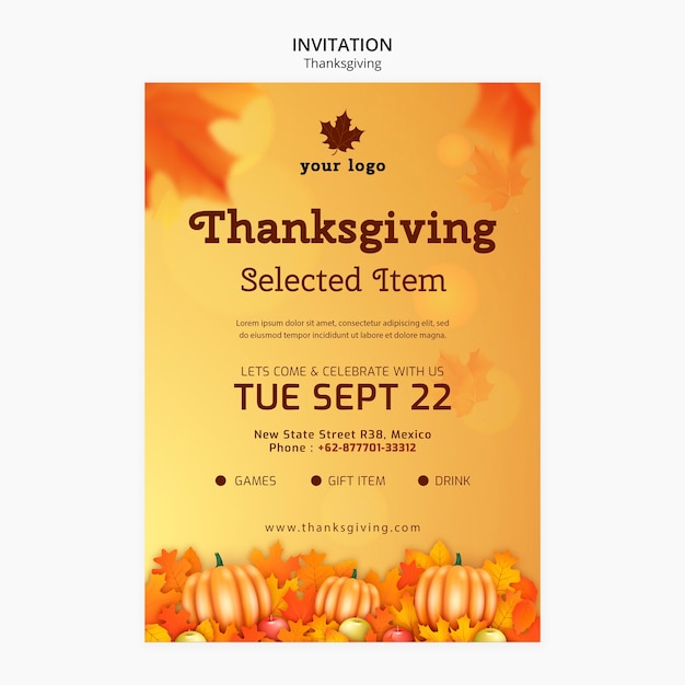 Free PSD gradient thanksgiving design template