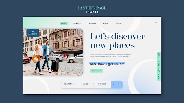 Gradient travel adventure landing page template