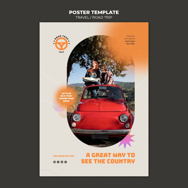 Free PSD gradient travel poster template