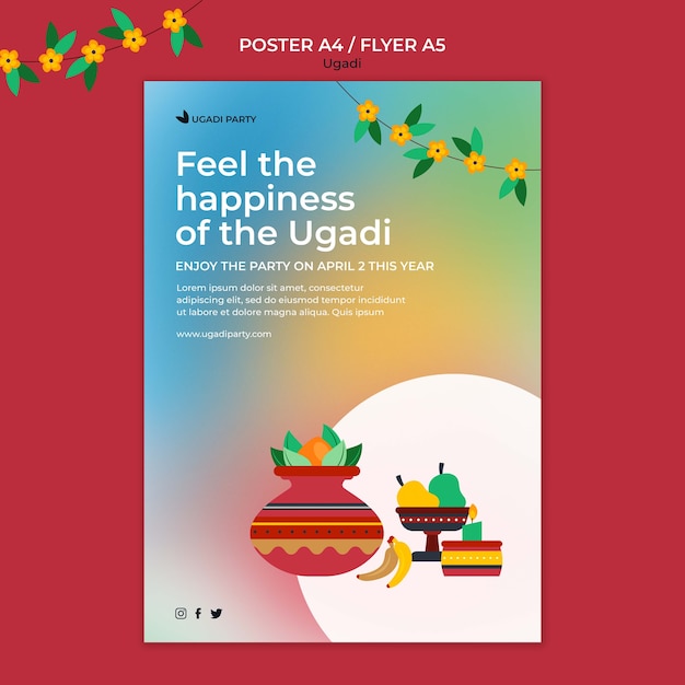 Free PSD gradient ugadi template design