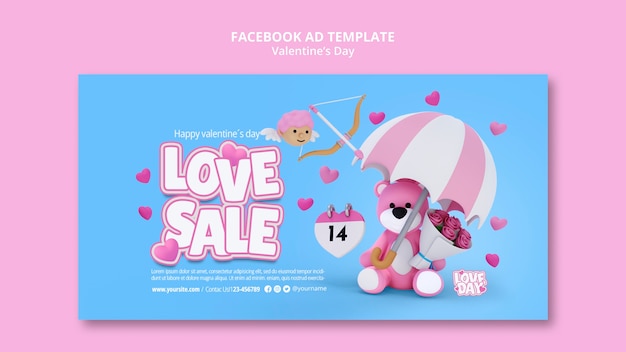 Free PSD gradient valentines day celebration facebook template