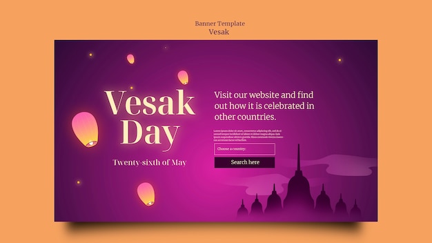 Free PSD gradient vesak banner template design