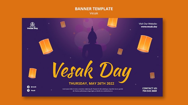 Free PSD gradient vesak celebration banner template design