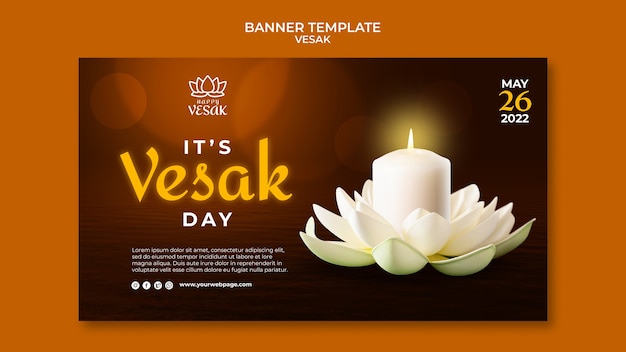 Free PSD gradient vesak celebration banner template design