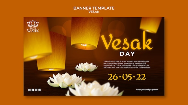 Free PSD gradient vesak celebration banner template design